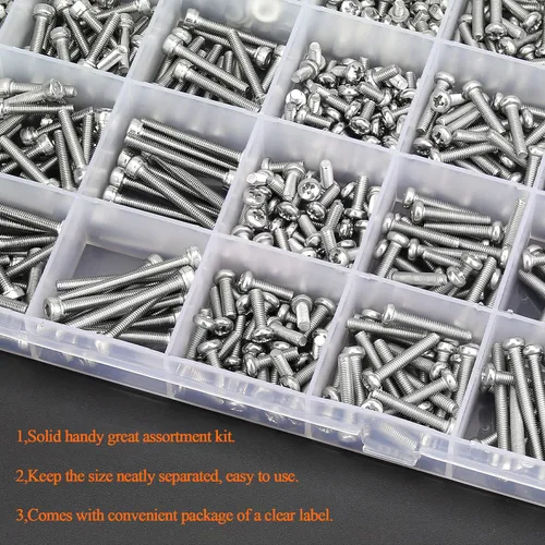 Vista 7 de HELIFOUNER 920 Piezas de Acero Inoxidable 304 M3 x 4 mm /6 mm /8 mm /10 mm /12 mm /14 mm /16 mm /18 mm /20 mm /25 mm / 30 mm, Juego de Tornillos