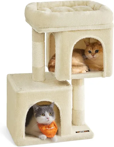 Feandrea Árbol para gatos, torre para gatos de 26.4 pulgadas, condominio de felpa para gatitos de hasta 7 libras, percha grande, 2 cuevas, poste