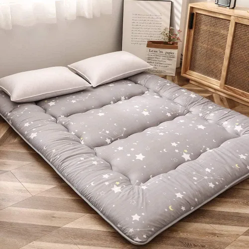 Vista 163 de Colchón futón japonés de piso gris constelación, de piso tatami, portátil, para acampar, para niños, sofá cama plegable enrollable con protector