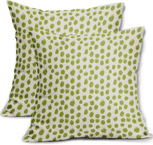 Vista 74 de Fundas de almohada blancas y negras de 18x18, juego de 2 fundas de almohada boho gris con lunares, fundas de almohada modernas y modernas con Black