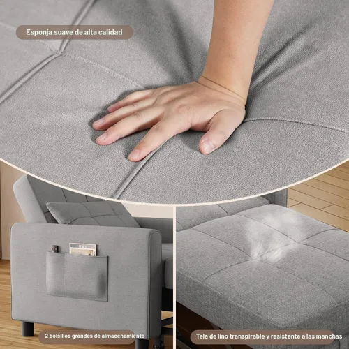 Vista 7 de Noelse Sleeper Sofa Chair Bed, Convertible Sofa Chair 3-in-1, Adjustable Sleeper Chair Pullout Sofa Bed with Modern Linen Fabric for Living Room