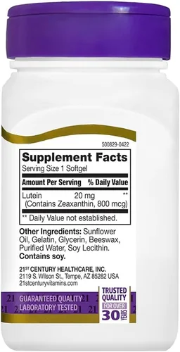 Vista 2 de 21st Century Luteína 20 mg cápsulas blandas, 60