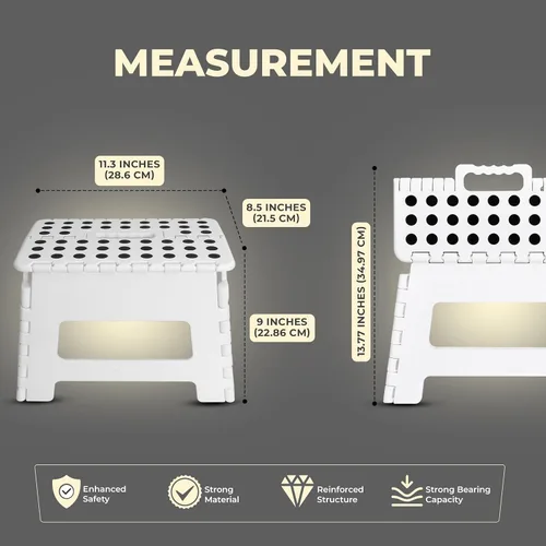 Vista 48 de Utopia Home - Taburete plegable, taburete de pie de 9 pulgadas de ancho, soporta hasta 300 libras, de plástico ligero para cocina, baño y sala