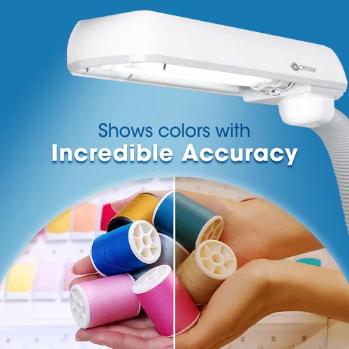 Vista 6 de OttLite Lámpara de pie de 18 vatios con cuello flexible, accesorio de base de rueda incluido, color blanco