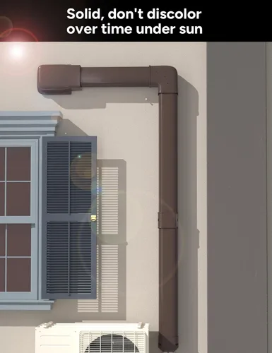 Vista 8 de Brown Flat Elbow, Flexible Level Bend Cover Line Set Cover Kit Accessories for Ductless Air Conditioners and Heat Pumps, PVC Decorative Upgraded