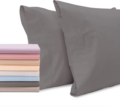 Vista 25 de Superity Linen Fundas de almohada de tamaño estándar, cerramiento abierto, paquete de 2, 100% algodón suave y cómodo, color crema