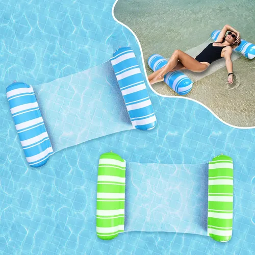 Vista 2 de Pool Float Adults 4-in-1 Water Hammock Float,Saddle, Drifter,Lounger Inflatable Pool Floats for Swimming Pool, Beach, Hammock Pool Float