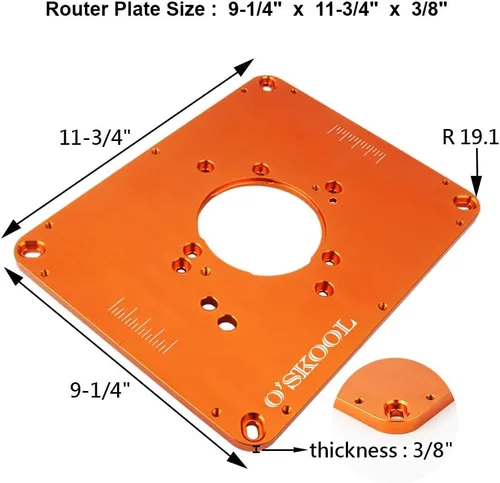 Vista 4 de O'SKOOL Placa de inserción de mesa de enrutador de aluminio de precisión, plantillas de enrutador con preperforadas se adaptan a enrutadores