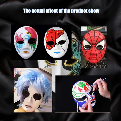 Vista 7 de 10 máscaras faciales completas de bricolaje, máscara de papel blanco pintable en blanco, máscara de bricolaje para manualidades, mascarada, cosplay