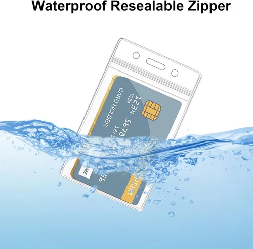 Vista 6 de 10 soportes para tarjetas de identificación, transparente, vertical, impermeable, de plástico, para oficina, escuela, evento, conferencias