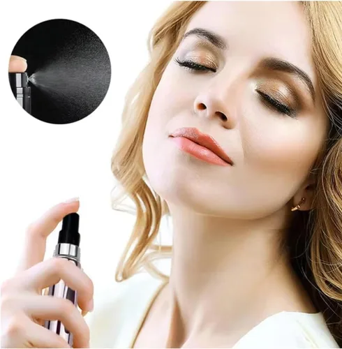 Vista 7 de Atomizador de perfume recargable de 0.2 fl oz botella de spray portátil de niebla fina (plata/negro/oro) - Contenedor de cosméticos de viaje a