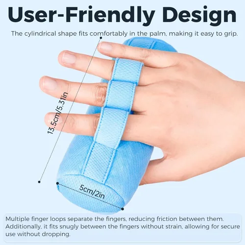 Vista 3 de Empuñaduras de palma, cojines de contractura de mano, empuñaduras de dedos, divisor de dedos, protector de palma para contractura de mano