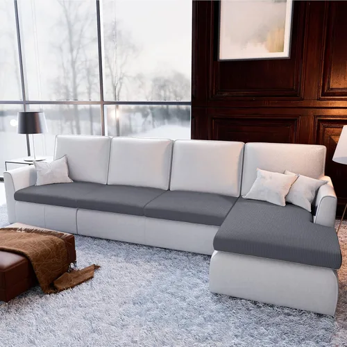 Vista 32 de EFELIM Funda de cojín seccional de 4 piezas para sofá en forma de L, funda elástica para sofá de 1, 2, 3 asientos, funda antideslizante para sofá