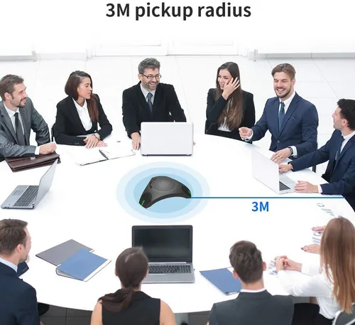 Vista 6 de Altavoz de conferencia USB con micrófono omnidireccional 360 para 8-10 personas, reducción de ruido DSP inteligente para reuniones de video (gris)
