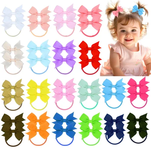 Vista 8 de Lazos para el pelo de bebé para niñas pequeñas, 200 unidades, bandas de pelo pequeñas, sin daños, bandas de goma de nailon multicolor