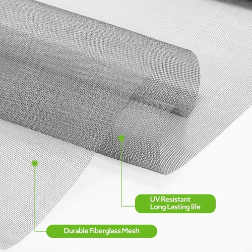 Vista 3 de FLYZZZ Pantalla de malla para ventana, rollo de malla para puerta, malla de repuesto para bricolaje (gris, 48 x 100 pies)