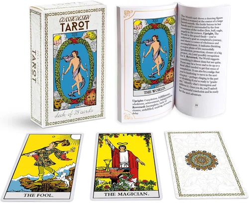 Baraja de cartas de tarot clásicas de Dionysus con libro guía, símbolos atemporales de principiantes a expertos