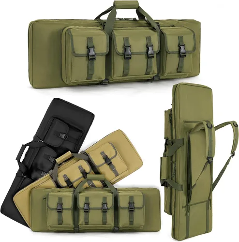 Vista 13 de Soft Rifle Case 32'' 36" 42" 48'' Tactical Long Double Rifle Backpack Gun Bag for Hunting Shooting Range, Firearm Transportation with Lockable