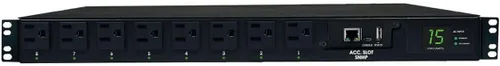 Vista 2 de Tripp Lite PDU monofásico ATS/conmutada de 1.4kW con interfaz de plataforma LX, salidas de 120 V (8 5-15R), 2 entradas 5-15P 120V 12 pies, montaje