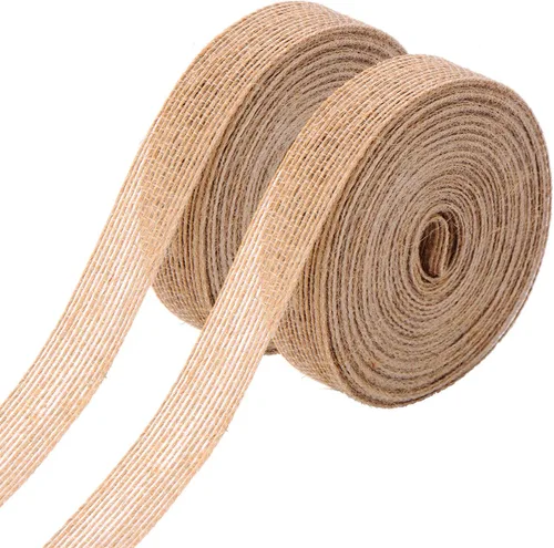 pangda 2 rollos Natural Burlap Fabric Ribbon Roll para eventos boda fiesta y Home Decor, 10 metros cada rollo