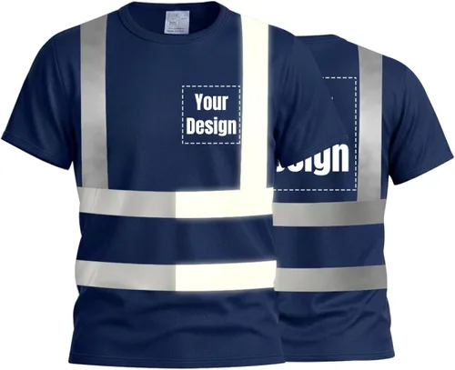 Vista 24 de Camisetas reflectantes de seguridad de alta visibilidad personalizan su logotipo