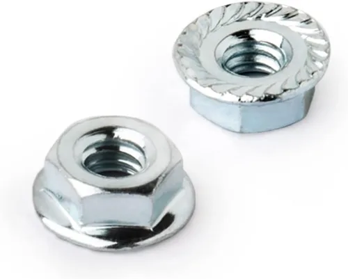 Vista 2 de POWERTEC QLN1201 Tuercas de bloqueo hexagonal de brida dentada (M8) Sujetadores chapados en zinc de acero al carbono de primera calidad – Paquete