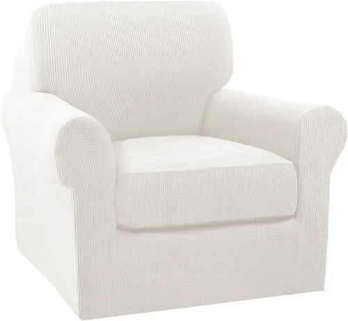 Vista 44 de Turquoize - Fundas de sillas de 2 piezas, fundas de sofá, funda de sillón con reposabrazos, protector lavable para sillas, tela jacquard gruesa Cian