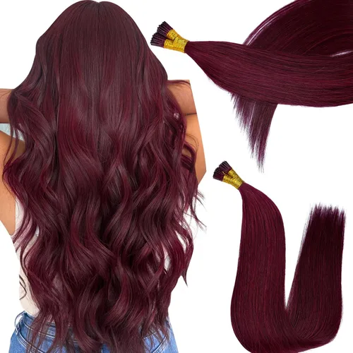 Vista 26 de Extensiones de cabello humano con punta en I de 14 pulgadas #16/60, color rubio con reflejos dorados y marrón grisáceo mezclado, extensiones