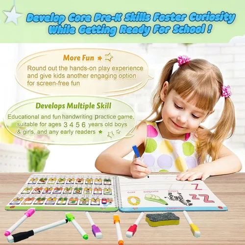 Vista 2 de ALIANFLY Actividad Educativa de Aprendizaje Preescolar - Libro de Trabajo Montessori para Preescolar, Actividad de Trazado de Práctica de Escritura