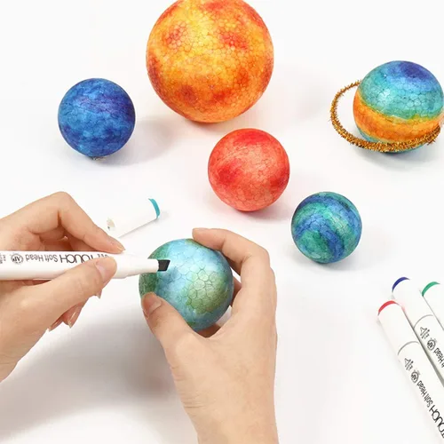 Vista 6 de DIYASY 100 bolas de espuma lisas blancas de 0.8 a 3.3 pulgadas para artes y adornos de Navidad, bolas redondas de poliestireno para manualidades