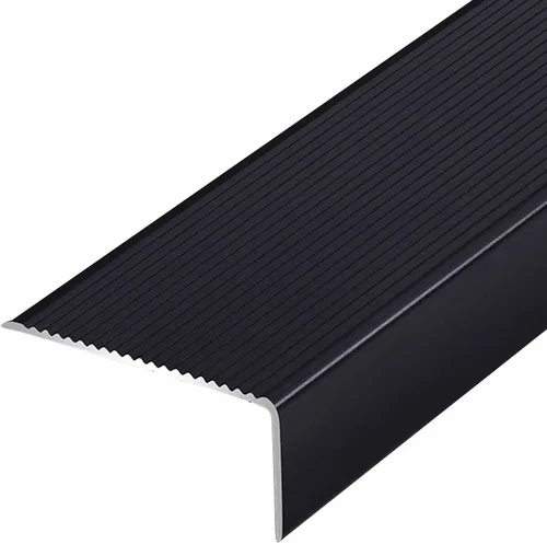 ZIMGOD Tira protectora de borde de metal, borde antideslizante para escaleras, umbral de tira de transición en forma de L, borde de vinilo laminado