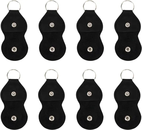 Funda con soporte para púas de guitarra, llavero de cuero, funda para llavero de plectro, 8 unidades (negro), Negro -