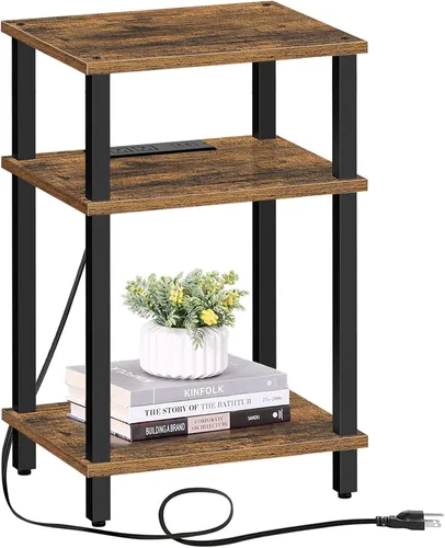 Vista 63 de TUTOTAK Mesa auxiliar, mesa auxiliar, mesita de noche, estante de almacenamiento de 3 niveles, mesa de sofá para espacio pequeño, sala de estar