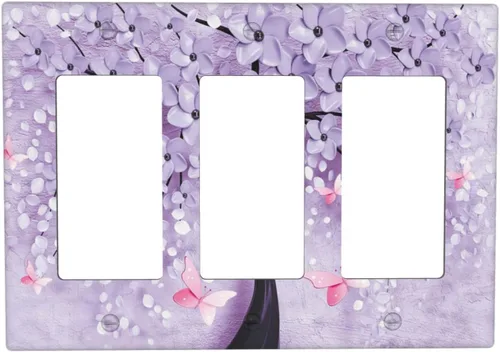 Vista 26 de Cubiertas de Tomacorriente 3D Árbol Morado 1 Gang Placa de Cubierta de Interruptor de Luz Dúplex Placas Decorativas de Pared Placa de Interruptor