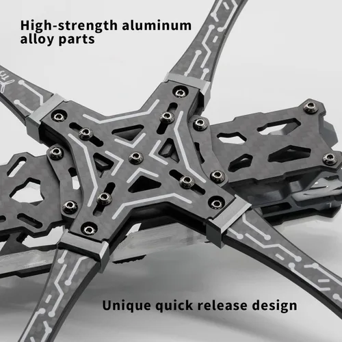 Vista 3 de Trying Fly FPV Drone Frame, 6S Freestyle FPV Racing Dron, serigrafía, fibra de carbono de distancia entre ejes de 8.583 in, brazos de 5 pulgadas