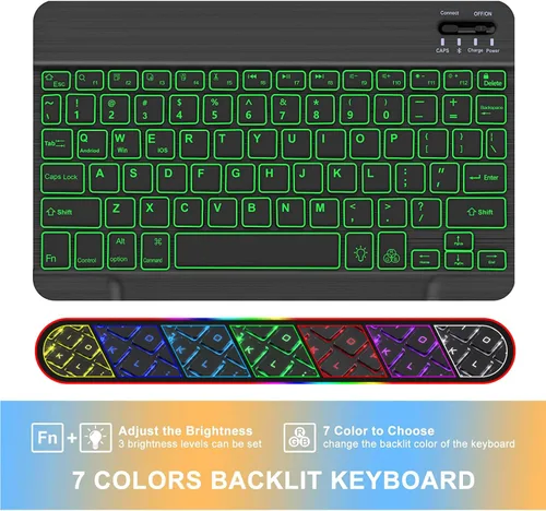 Vista 3 de Funda con teclado para Samsung Galaxy Tab A11 Plus / A9 Plus de 11 pulgadas, con retroiluminación Bluetooth A9+ con soporte para bolígrafo S
