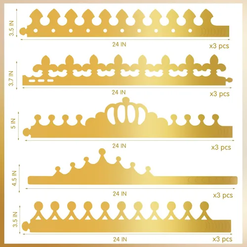 Vista 4 de Coronas de papel doradas, coronas de rey de cumpleaños para manualidades, para decorar, sombreros de corona de princesa de papel para el aula escolar