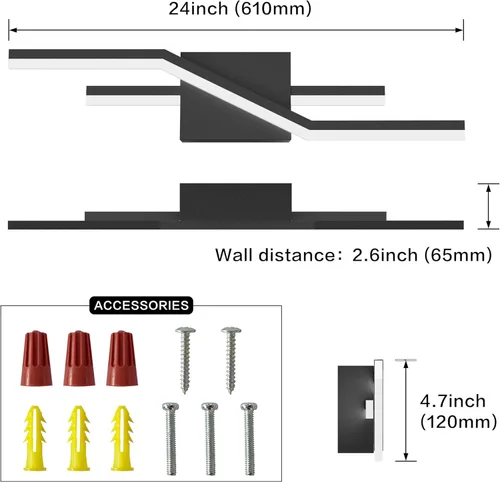 Vista 8 de SOLFART Luces de baño con acabado mate en negro, regulables, LED, para tocador, sobre espejo, 24 pulgadas, modernas, luces de pared