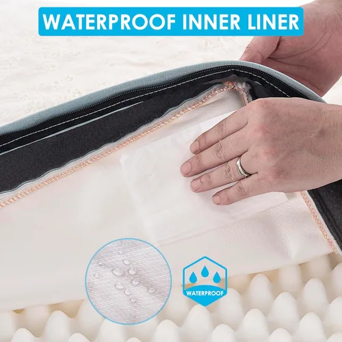 Vista 2 de Cama ortopédica para perros grandes - Gran cama impermeable para jaula de perro con funda extraíble y lavable, soporte de espuma tipo caja de Azul