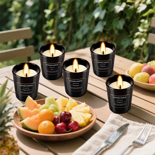 Vista 9 de Paquete de 12 velas perfumadas negras de regalo, velas de aromaterapia de cera de soja natural para el hogar, 12 fragancias, perfectas para aliviar