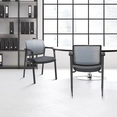 Vista 4 de CLATINA Sillas apilables ergonómicas con respaldo de malla con asiento grueso de tela tapizada, silla de invitados de recepción de oficina con base
