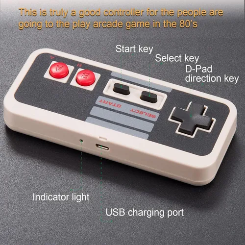 Vista 5 de KIWITATA 2X Wireless Nes USB Controller for PC Gamings, 2.4ghz Wireless USB Remote N-E-S Emulated Game Pad Controller for Windows XP 7 8 11 & MAC &