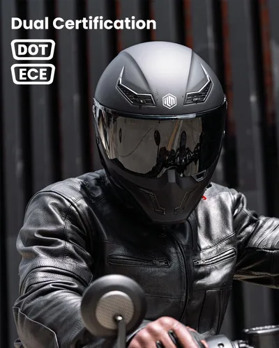 Vista 3 de ILM Casco de motocicleta de cara completa DOT ECE Powersports (negro mate, XL) y auriculares Bluetooth con sistema de alta fidelidad
