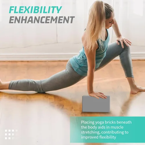 Vista 5 de Yoga Blocks 4 Pack - Premium 3"x6"x9" EVA Foam Bricks for Pilates Workout, Stretching, Meditation Non-slip and Lightweight Yoga Bricks for