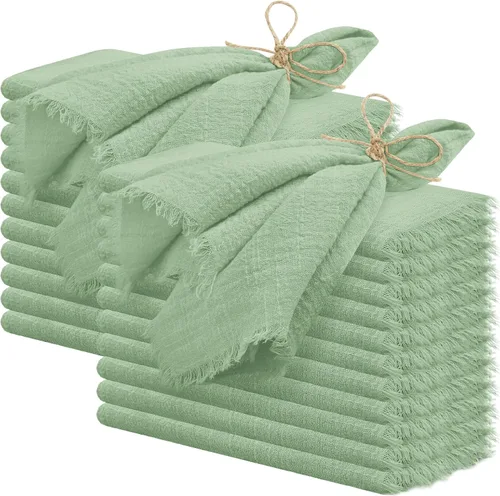 Vista 11 de 24 servilletas de tela hechas a mano con flecos beige, 16 x 16 pulgadas, delicadas servilletas de algodón rústico a granel para bodas, cenas, fiestas
