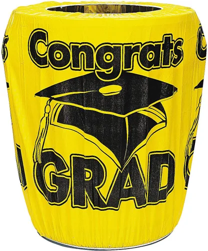 Fun Express - Cubierta amarilla para bote de basura para graduación - Decoración de fiesta - Decoración general - Decoración general - Decoración