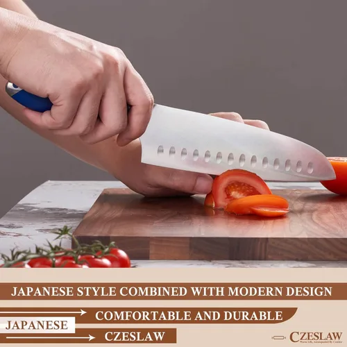 Vista 9 de Juego de cuchillos, juego de cuchillos de cocina de 3 piezas - Razor Sharp Professional Japanese Chef Knife Set, forjado de acero alemán de alto