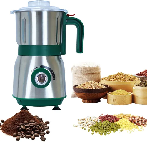 Molinillos eléctricos para especias y nueces, 3 cuchillas de acero inoxidable, 1 filtro, 1 cepillo, molinillo de 500 W para cocina, uso en seco Verde