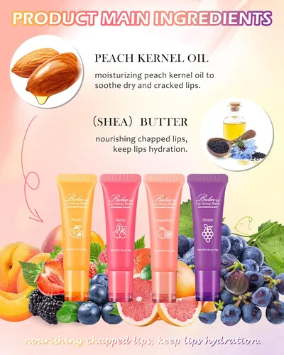 Vista 2 de Bálsamo labial brillante, mascarilla hidratante reparadora de labios para dormir, hidratante de labios con acabado brillante, labios secos