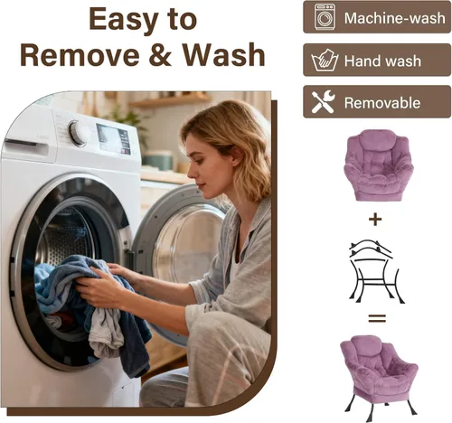 Vista 211 de Welnow Silla Lazy con otomana, moderna silla de descanso con reposabrazos y un bolsillo lateral, sillón para sofá de ocio, sillón de lectura